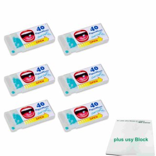 PaperMints Cool Caps Mint One by One Sugarfree 6er Pack (6x40St Frischeperlen mit Minzgeschmack) + usy Block