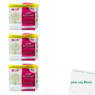 Hipp Babysanft Feuchttücher 3er Pack (3x 4x56 Tücher) + usy Block
