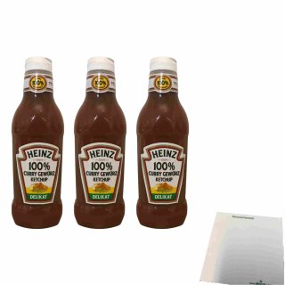 Heinz Curry Gewürz Ketchup Delikat 3er Pack (3x590ml Flasche) + usy Block