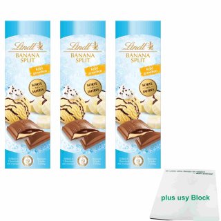 Lindt Schokolade Banana Split Sorte des Jahres 2021 3er Pack (3x100g Tafel) + usy Block