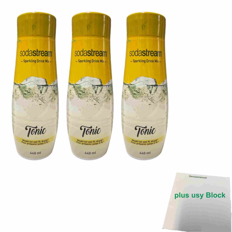 SodaStream Tonic GetränkeSirup 3er Pack (3x0,44l Flasche) + usy Bloc