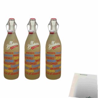 El Bandarra Vermut Blanco 15% 3er Pack (3x1l Flasche weißer Wermut) + usy Block
