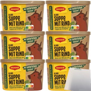 Maggi Klare Suppe mit Rind für 16l 6er Pack (6x288g Packung) + usy Block