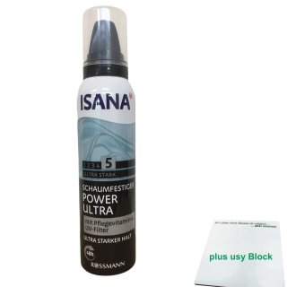 Isana Schaumfestiger Power Ultra Stärke 5 (150ml Dose) + usy Block