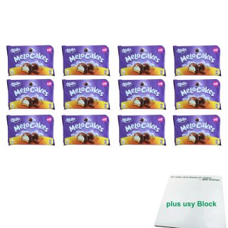 Milka Melo-Cakes 12er Pack (12x 200g Packung, Schaumzucker & Keks) + usy Block