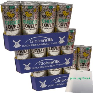 Globemilk Choco Lovely Chocolatemilk White 3er Pack (3x 12 x 0,25l Dose) + usy Block