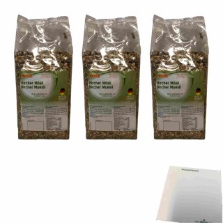 Hahne Bircher Müsli 3er Pack (3x1kg Beutel) + usy Block