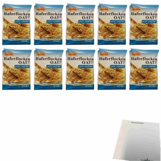 Hahne zarte Haferflocken 10er Pack (10x500g Beutel) + usy Block