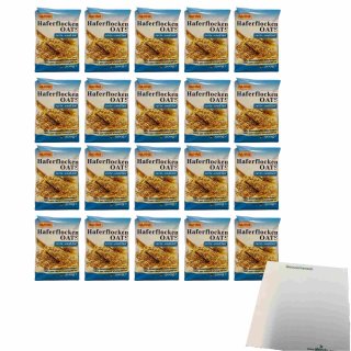 Hahne zarte Haferflocken 20er Pack (20x500g Beutel) + usy Block