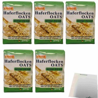 Hahne kernige Haferflocken 5er Pack (5x500g Beutel) + usy Block