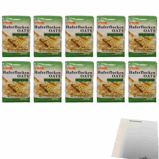 Hahne kernige Haferflocken 10er Pack (10x500g Beutel) + usy Block