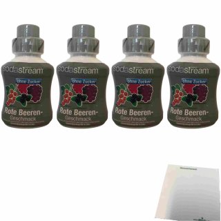 SodaStream Sirup Rote Beeren ohne Zucker 4er Pack (4x375ml Flasche) + usy Block
