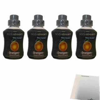 SodaStream Sirup Orange ohne Zucker 4er Pack (4x500ml Flasche) + usy Block