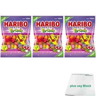 Haribo Grünis 3er Pack (3x200g Beutel) + usy Block