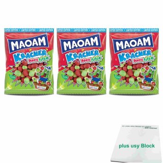 Haribo MAOAM Kracher Apple Alarm 3er Pack (3x200g Beutel) + usy Block