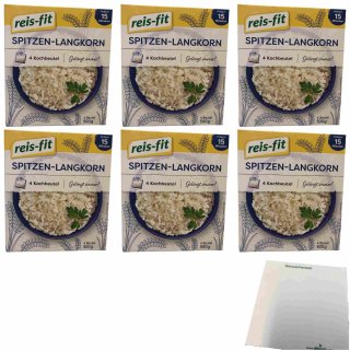 Reis Fit Spitzen-Langkorn Reis im Kochbeutel 6er Pack (6x500g, 24 Kochbeutel) + usy Block