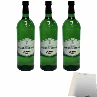 Culinaria Reines Traubenkernöl 3er Pack (3x1l Flasche) + usy Block