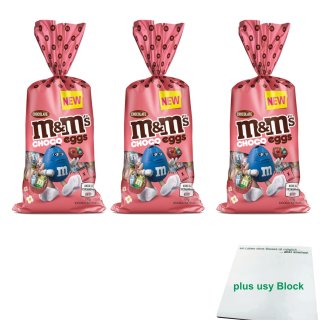 M&Ms Moulded Choco Eggs 3er Pack (3x200g Beutel) + usy Block