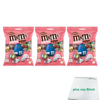 M&Ms Moulded Choco Eggs 3er Pack (3x70g Beutel) + usy Block