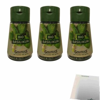 Goutess Bio Basilikum gefriergetrocknet 3er Pack (3x4g Streuer) + usy Block