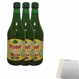 Kühne Vitasur Apfelessig Kur mit Wildblütenhonig 3er Pack (3x0,75l Flasche) + usy Block