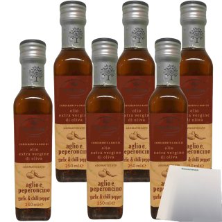 Olitalia Olio Extra Vergine di Oliva con Peperoncino & Aglio 6er Pack (6x250ml Flasche) + usy Block