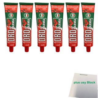 Oro di Parma Tomatenmark mit Paprika scharf 6er Pack (6x 200g) + usy Block