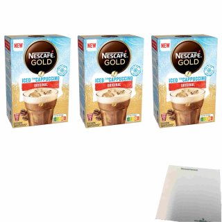 Nescafé Gold Iced Typ Cappuccino Original 3er Pack (21x15,5g Beutel) + usy Block