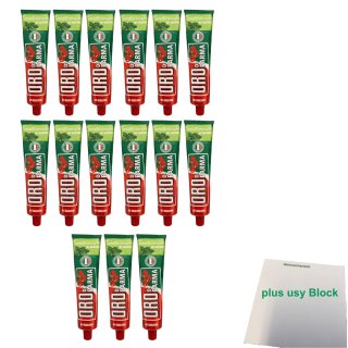 Oro di parma Tomatenmark mit Basilikum 15er Pack (15x 200g Tube) + usy Block