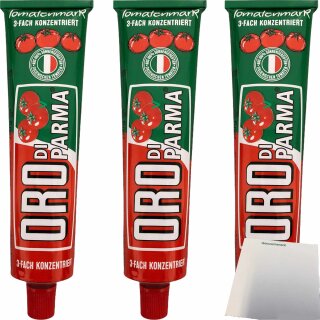 Oro di Parma Tomatenmark 3-fach Konzentriert 3er Pack (3x 200g Tube) + usy Block