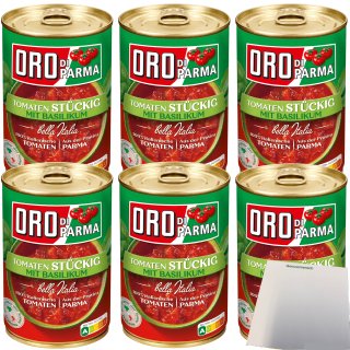Oro di Parma stückige Tomaten mit Basilikum 6er Pack (6x 400g) + usy Block