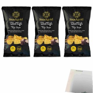 Snackgold Black Truffle Chips 3er Pack (3x125g Beutel Chips mit schwarzem Trüffel) + usy Block