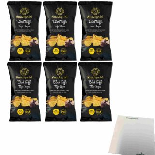 Snackgold Black Truffle Chips 6er Pack (6x125g Beutel Chips mit schwarzem Trüffel) + usy Block