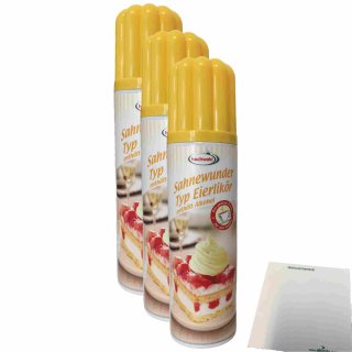 Hochwald Sahnewunder Typ Eierlikör Sprühsahne 3er Pack (3x250ml Flasche, mit Alkohol) + usy Block
