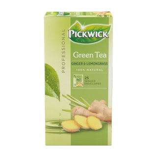 Pickwick Green Tea (Grüner Tee mit Ingwer und Zitronengras Teebeutel) 100% natural (20x1,5g)