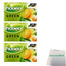 Pickwick Green Tea (Grüner Tee mit Orange und Mandarine Teebeutel) 100% natural 3er Pack (3x 20x1,5g) + usy Block