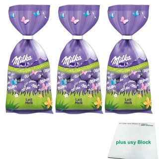 Milka Schokoladen Eier Lait Melk 3er Pack (3x 100g Beutel) + usy Block