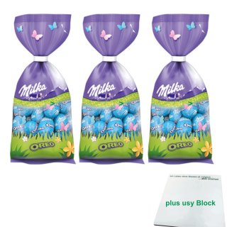 Milka Schokoladen Eier Oreo 3er Pack (3x 100g Beutel) + usy Block