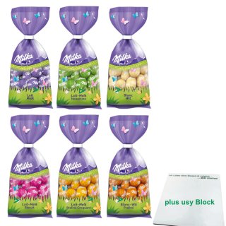 Milka Schokoladen Eier Maxi Pack 6 verschiedene Sorten (6x 100g Beutel) + usy Block