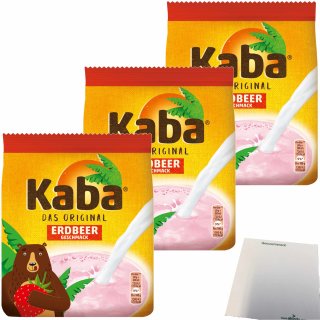 Kaba Das Original Erdbeere Getränkepulver 3er Pack (3x400g Beutel) + usy Block