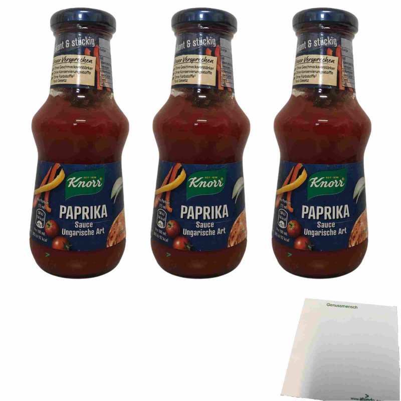 Knorr Paprika Sauce Ungarische Art 3er Pack (3x250ml Glas) + usy Bloc