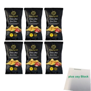 Snackgold Iberian Ham 6er Pack (6x 125g Beutel Chips mit iberischem Schinken) + usy Block