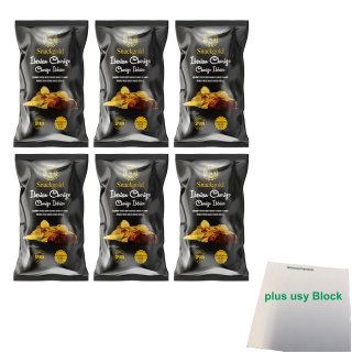Snackgold Iberian Chorizo Chips 6er Pack (6x 125g Beutel Chips mit Iberischer Chorizo) + usy Block