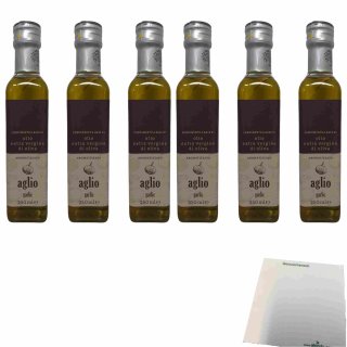 Olitalia Olio Extra Vergine di Oliva con Aglio 6er Pack (6x250ml Flasche Extra natives Olivenöl mit Knoblauch) + usy Block