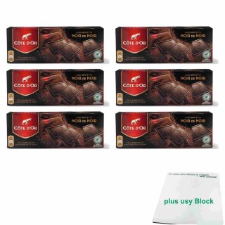 Côte dOr Mignonnette Noir 6er Pack (144x10g dunkle Schokoladentafeln 55% Kakao) + usy Block