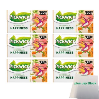 Pickwick Herbal Happiness 6er Pack (6x Kräutertee 20x1,5g) + usy Block