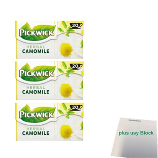 Pickwick Herbal Camomile 3er Pack (Kamilletee 3x 20x1,5g) + usy Block