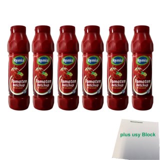 Remia Gewürz-Sauce Tomaten Ketchup 6er Pack (6x 800ml Tube) + usy Block