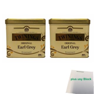 Twinings Original loser Tee Earl Grey Tea 2er Pack (2x 200g Metalldose) + usy Block