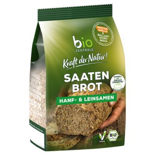 biozentrale Saatenbrot Hanf- & Leinsamen (500g Packung)